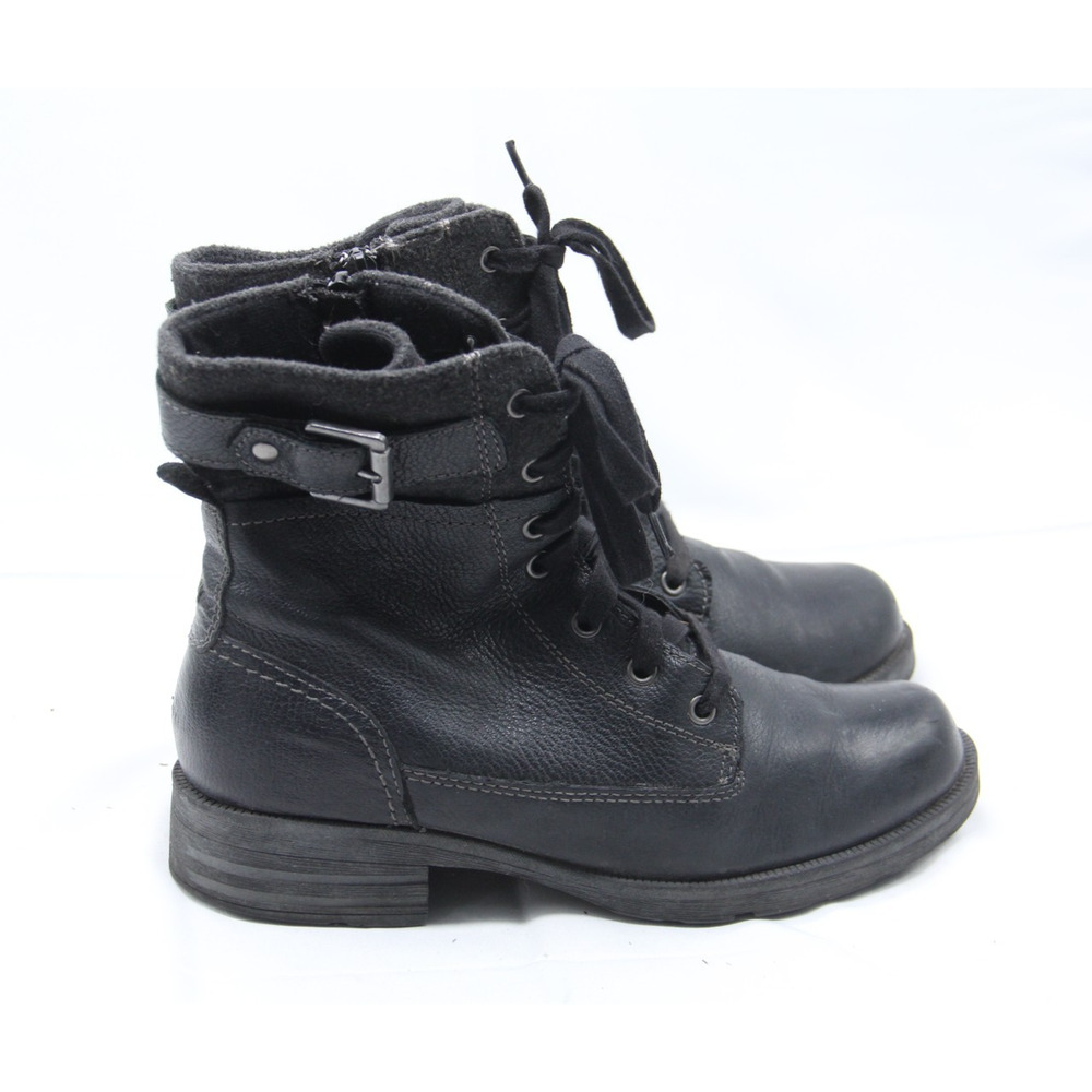 Earth Origins Randi Renee Boots Womens 9.5 Black Leather Ankle Combat Side Zip